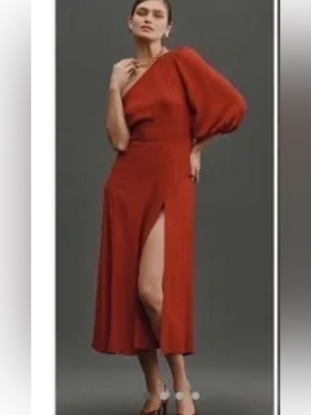 Reformation Crimson Red Dress with One-Shoulder Detail Sz 10